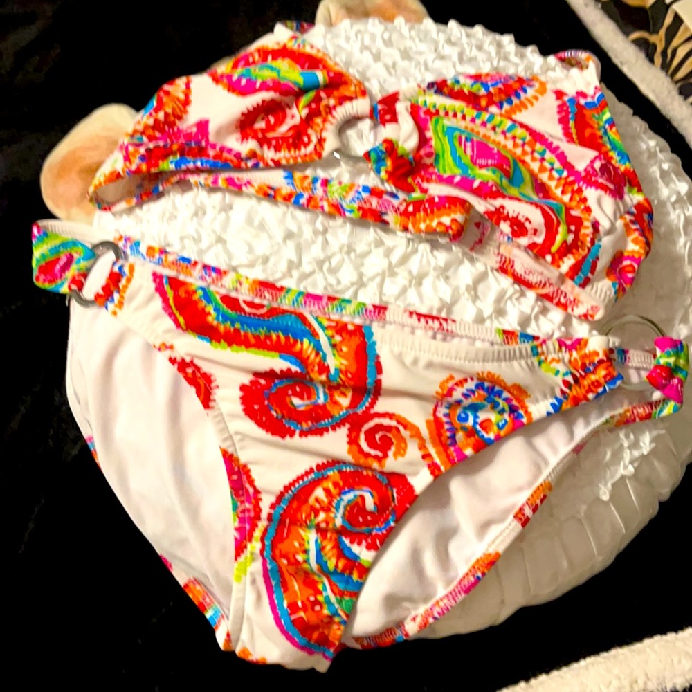 Venus white paisley print ring bikini size 12